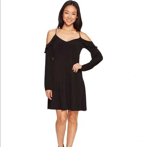 Michael Kors | Dresses | Black Micheal Kors Dress W Gold Chain Straps |  Poshmark